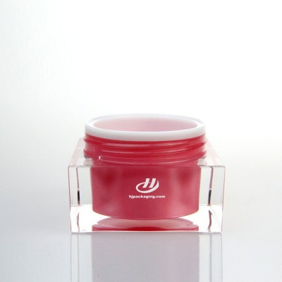 Cubic shape plastic cream jar square acrylic New product boston round cosmetic packaging jars